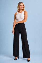 Flowy wide-leg high-waisted trousers