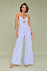 Striped Backless Jumpsuit