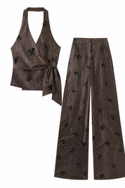 Ensemble marron foncé col licou | Lounelle Paris