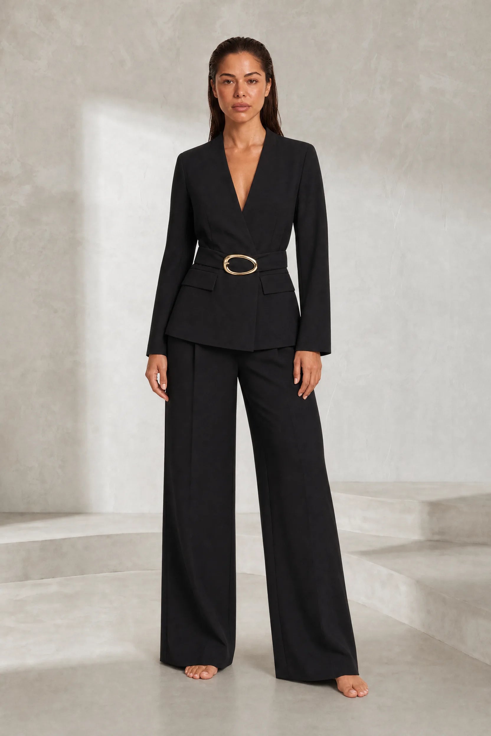Ensemble noir ceinturé taille haute | Lounelle Paris