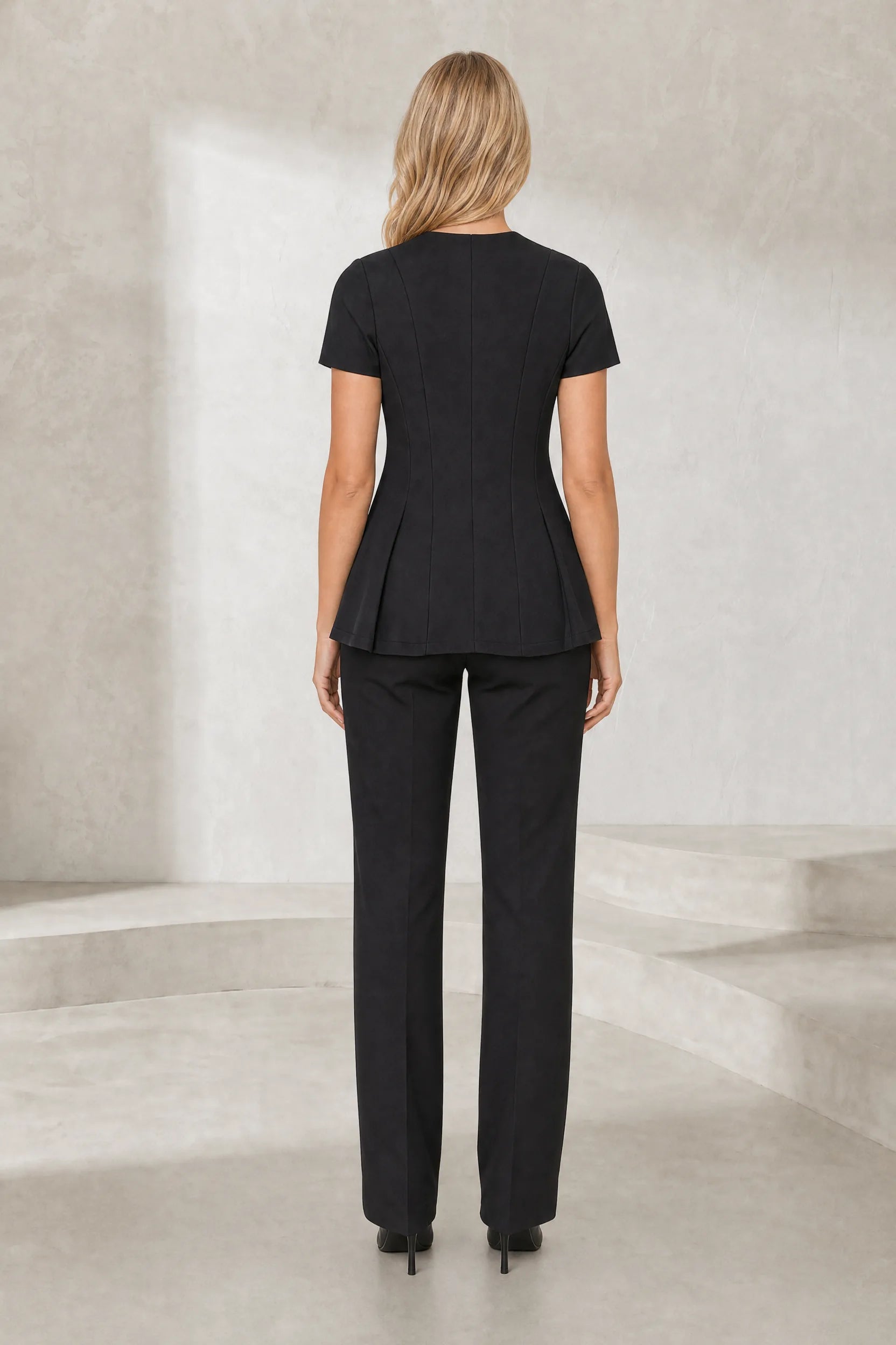 Ensemble noir col V péplum | Lounelle Paris