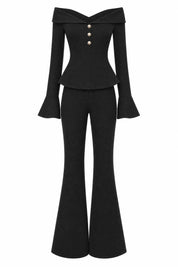 Ensemble pantalon noir à épaules dénudées | Lounelle Paris