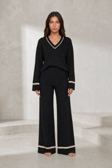 Ensemble pantalon noir bordures contrastées