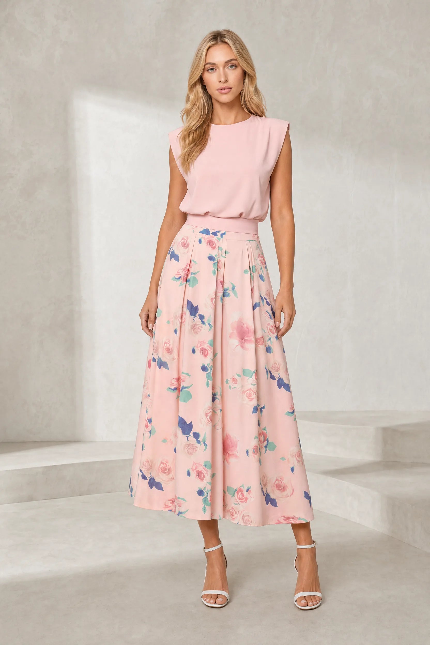 Ensemble rose floral taille haute | Lounelle Paris