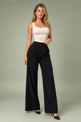 High-waisted wide-leg pants