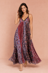 Printed Spaghetti-Strap Maxi Dress
