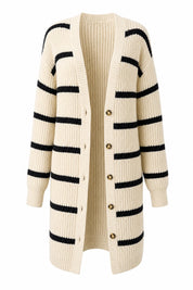 Gilet abricot rayé mi-long | Lounelle Paris