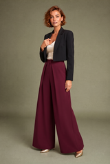 Black Pleated Wide-Leg Pants