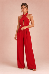 Halterneck Backless Wide-Leg Jumpsuit