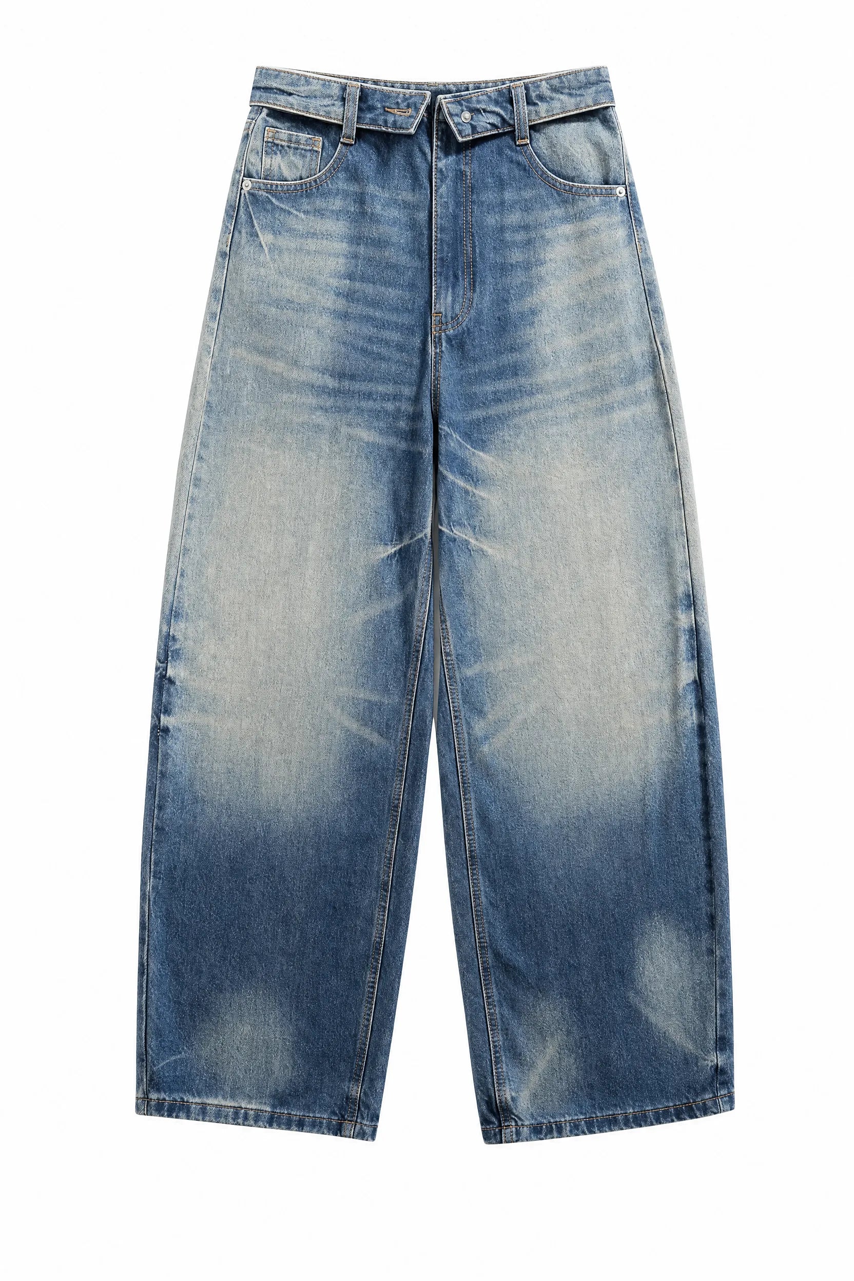 Jean bleu ample taille rabattable | Lounelle Paris
