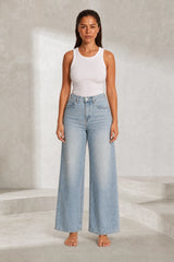 Jean bleu clair taille haute large