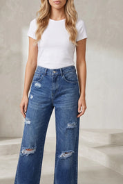 Jean bleu déchiré coupe ample | Lounelle Paris