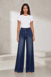 Jean bleu taille haute coupe large | Lounelle Paris