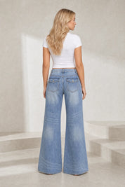Jean bleu taille haute évasé | Lounelle Paris