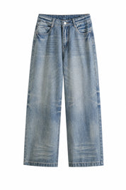 Jean large bleu clair taille mi-haute | Lounelle Paris