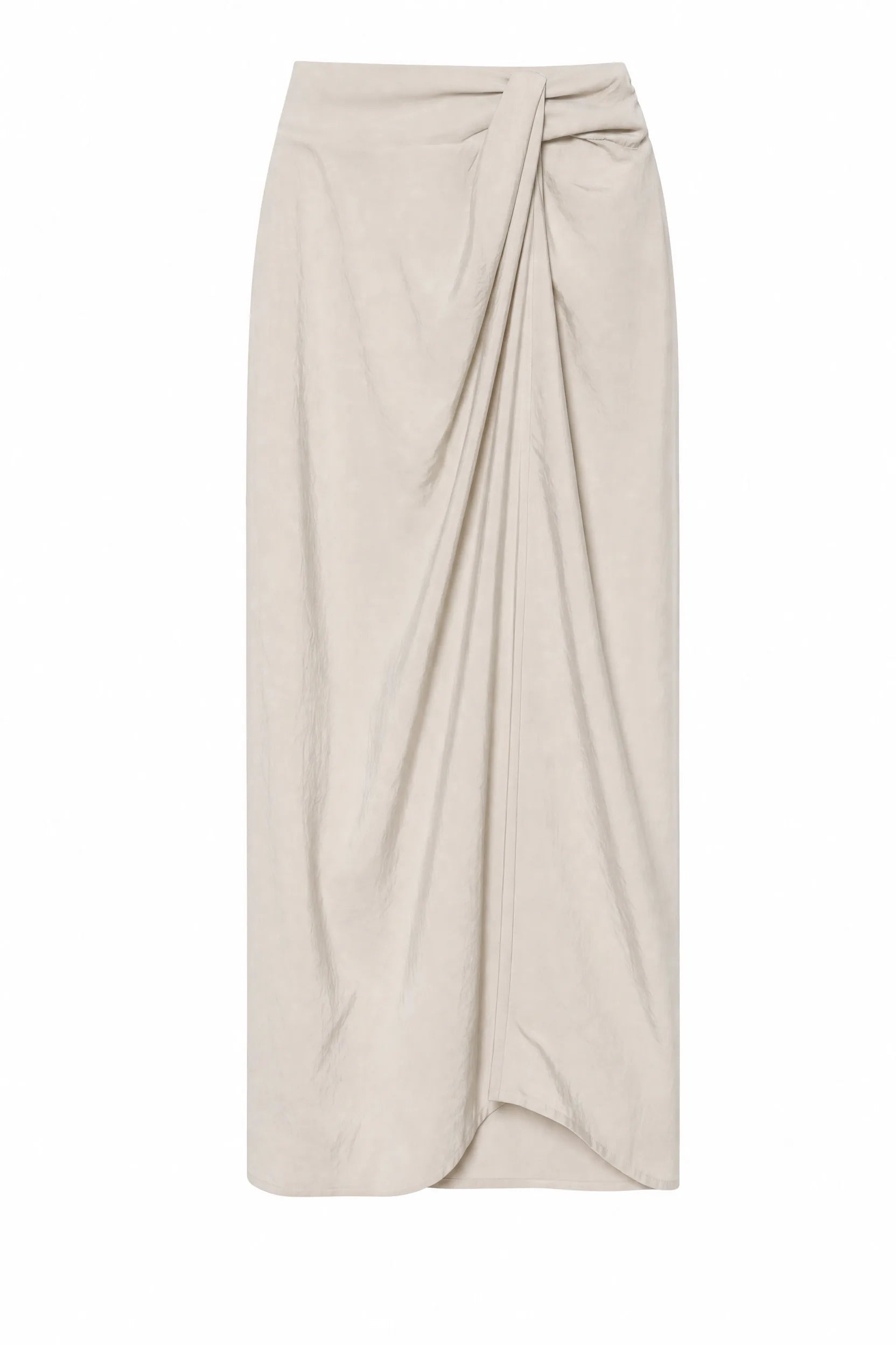 Jupe beige drapée effet portefeuille | Lounelle Paris