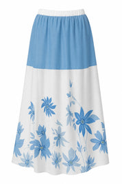 Jupe longue bleue fluide imprimée | Lounelle Paris