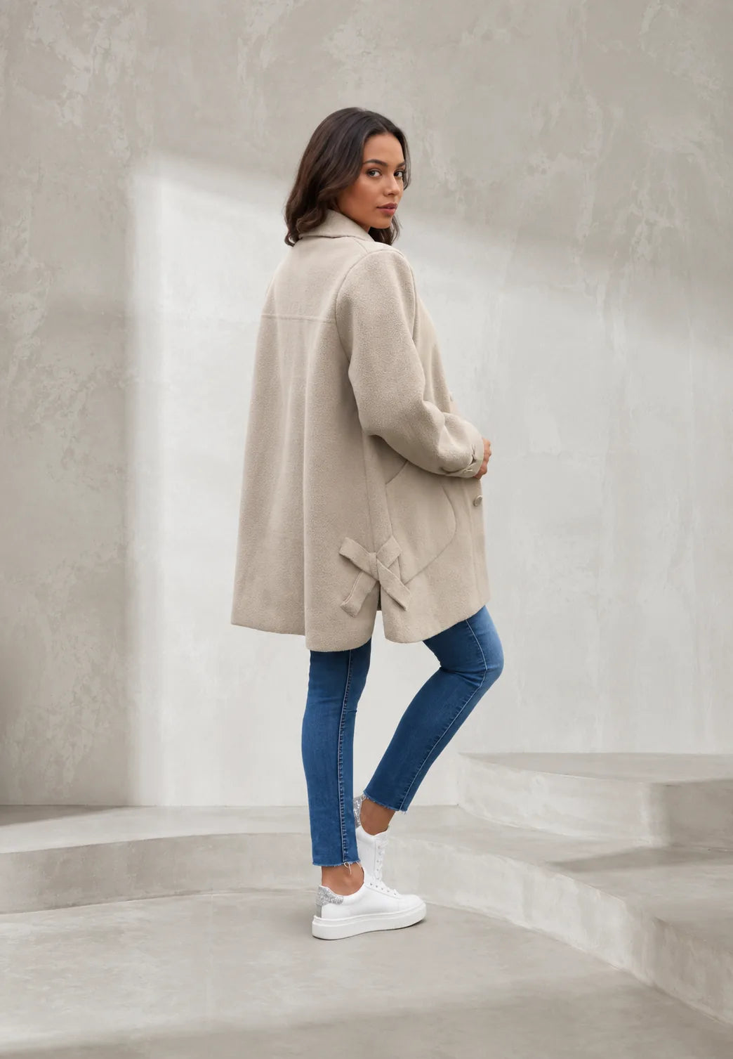 Manteau beige ample col à revers | Lounelle Paris