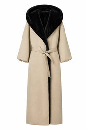 Manteau beige matelassé à capuche | Lounelle Paris