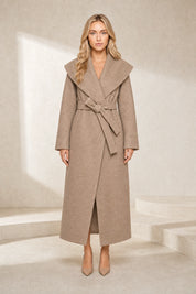 Manteau long col châle ceinturé | Lounelle Paris