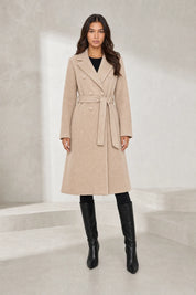 Manteau mi-long ceinturé col tailleur | Lounelle Paris