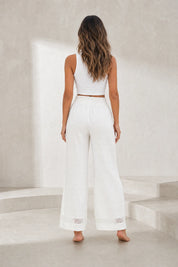 Pantalon blanc taille haute dentelle | Lounelle Paris