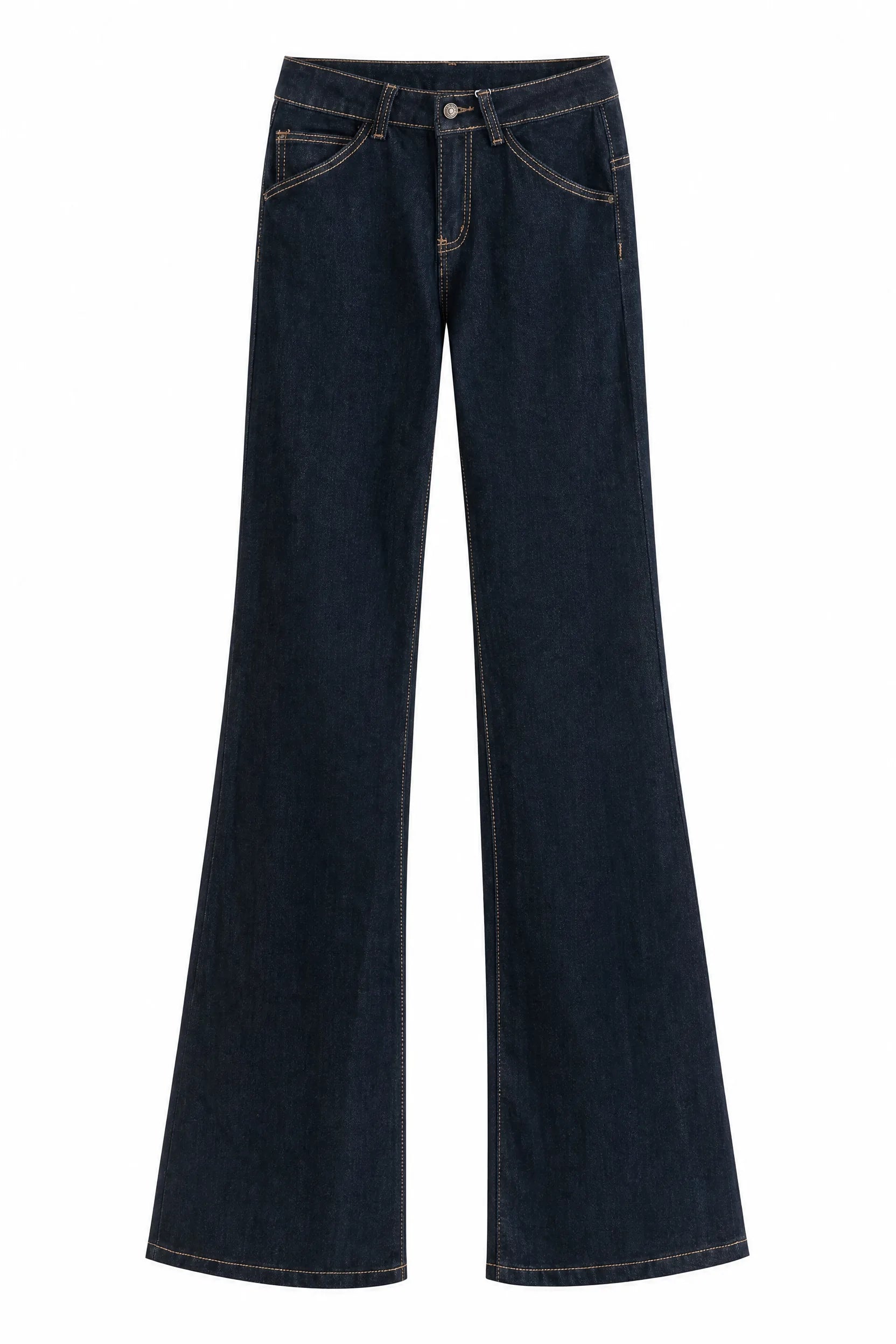 Pantalon bleu foncé évasé taille mi-haute | Lounelle Paris