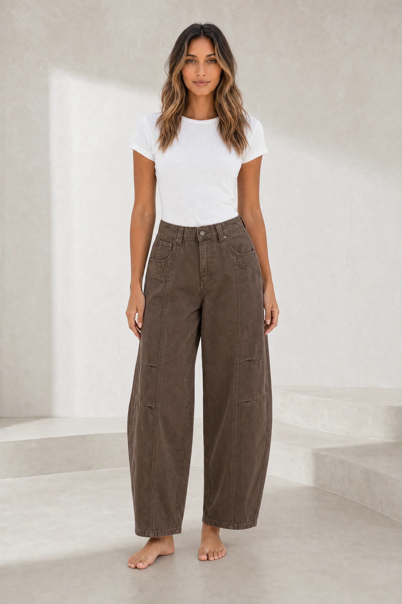 Pantalon cargo ample taille mi-haute | Lounelle Paris