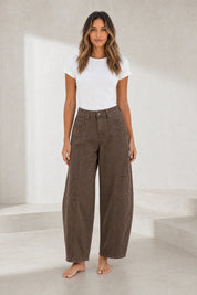 Pantalon cargo ample taille mi-haute | Lounelle Paris