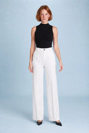Pantalon de tailleur fluide taille haute | Variante Blanc | Lounelle Paris