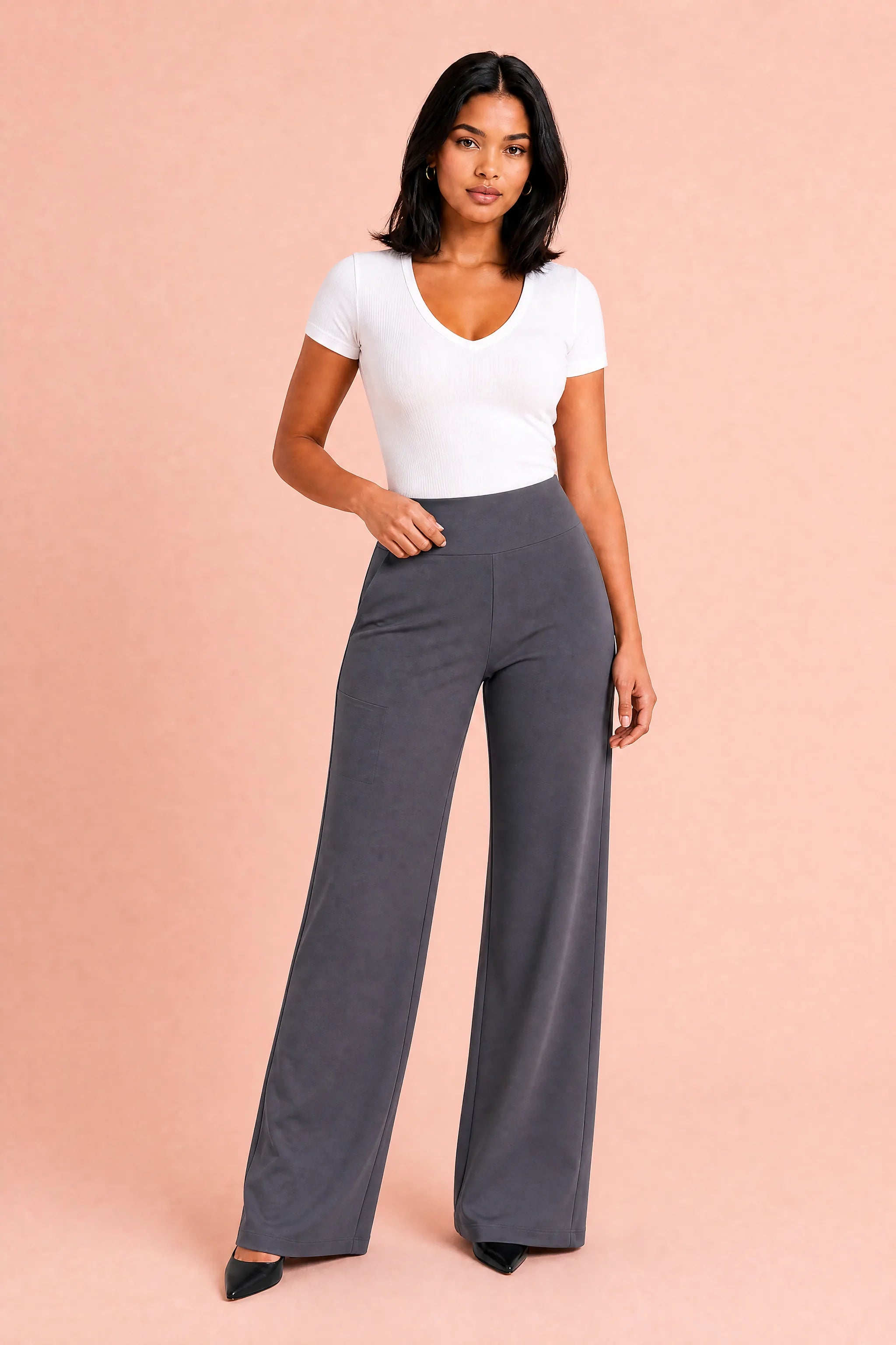 Pantalon fluide taille haute | Variante Gris | Lounelle Paris