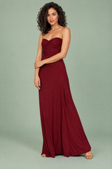 Burgundy Halter-Neck Wrap Maxi Dress With Gold Detail