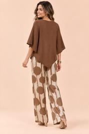 Ensemble pantalon marron à pois | Vue de dos | Lounelle Paris
