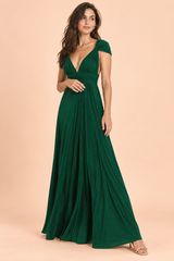 Green Halter-Neck Wrap Maxi Dress With Gold Detail