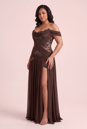 Robe marron à découpes et col bénitier | Porté sur une autre silhouette | Lounelle Paris