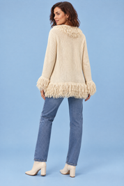 Gilet crème à franges | Vue de dos | Lounelle Paris