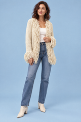 Cream Fringe Trim Cardigan