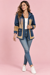 Blue Panelled Hooded Jacket