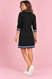 Robe droite noire à col zippé | Vue de dos | Lounelle Paris