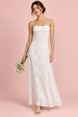White Floral Fit-and-Flare Maxi Dress