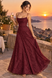Robe longue fleurie bordeaux à col bénitier | Deuxième photo lifestyle | Lounelle Paris