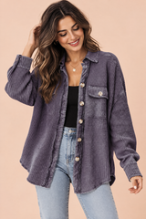Purple Frayed Edge Shacket