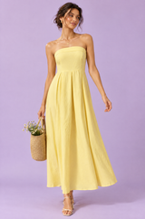 Yellow Strapless Skater Maxi Dress