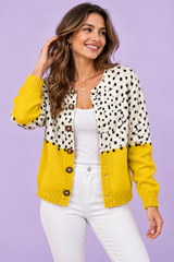 Yellow Floral Buttoned Cardigan
