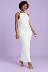 White Backless Bodycon Maxi Dress