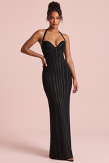 Black Corset Halter Maxi Dress