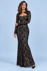 Black Lace Sweetheart-Neck Maxi Dress