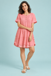 Blouse rose oversize boutonnée devant | Vue de face | Lounelle Paris