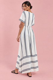 Robe portefeuille blanche à col V | Vue de dos | Lounelle Paris