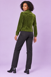 Veste-chemise olive à poches utilitaires | Vue de dos | Lounelle Paris